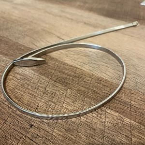 Retro vintage Thin Slinky belt Silver Stretch belt